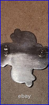 Vintage Cluster Work Native American Turquoise Brooch Sterling Silver