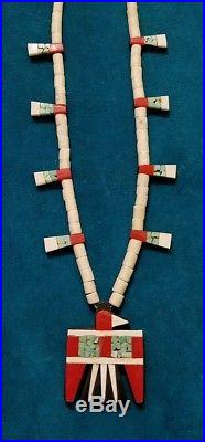 Vintage Depression Era Native American Santo Domingo Pueblo Thunderbird Necklace