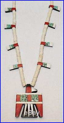 Vintage Depression Era Native American Santo Domingo Pueblo Thunderbird Necklace