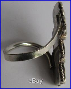 Vintage Dishta Zuni Indian Silver Turquoise Ring Size 6 1/2