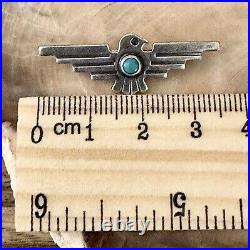 Vintage Early Native American Turquoise Eagle 925 Sterling Silver Pin