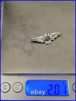 Vintage Early Native American Turquoise Eagle 925 Sterling Silver Pin