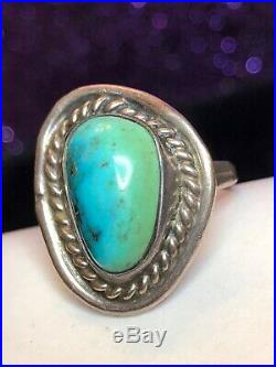 Vintage Estate Sterling Silver Native American Kingsman Turquoise Ring Necklace