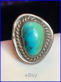 Vintage Estate Sterling Silver Native American Kingsman Turquoise Ring Necklace