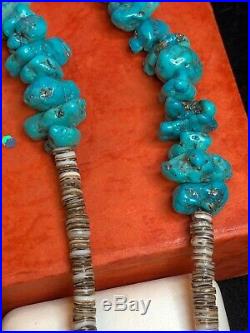 Vintage Estate Sterling Silver Native American Kingsman Turquoise Ring Necklace