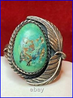 Vintage Estate Sterling Silver Native American Natural Turquoise Ring Signed S