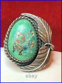 Vintage Estate Sterling Silver Native American Natural Turquoise Ring Signed S