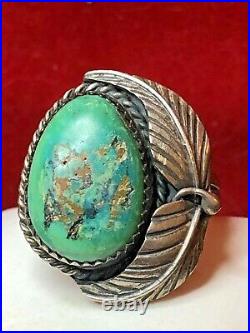 Vintage Estate Sterling Silver Native American Natural Turquoise Ring Signed S