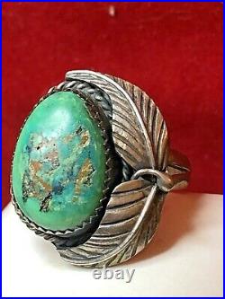 Vintage Estate Sterling Silver Native American Natural Turquoise Ring Signed S