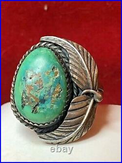 Vintage Estate Sterling Silver Native American Natural Turquoise Ring Signed S