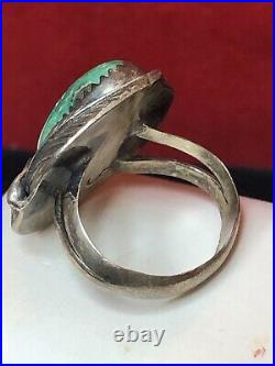 Vintage Estate Sterling Silver Native American Natural Turquoise Ring Signed S