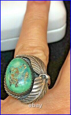 Vintage Estate Sterling Silver Native American Natural Turquoise Ring Signed S