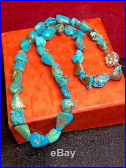 Vintage Estate Sterling Silver Turquoise Necklace Southwestern Native American
