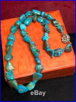 Vintage Estate Sterling Silver Turquoise Necklace Southwestern Native American