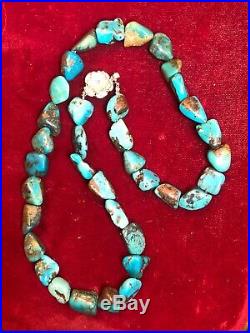 Vintage Estate Sterling Silver Turquoise Necklace Southwestern Native American