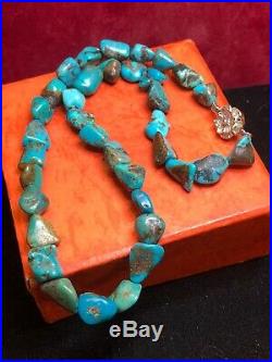 Vintage Estate Sterling Silver Turquoise Necklace Southwestern Native American