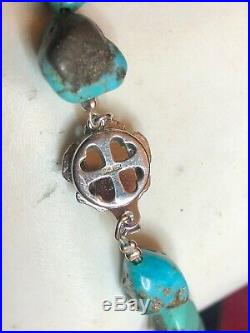 Vintage Estate Sterling Silver Turquoise Necklace Southwestern Native American