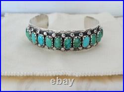 Vintage FRED WEEKOTY Zuni Petit Point TURQUOISE CUFF Sterling Silver Hand Stamp