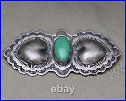 Vintage Fred Harvey Era Native American Turquoise Sterling Silver Heart Brooch
