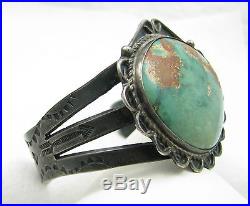 Vintage Fred Harvey Era Navajo Royston Turquoise Arrows Sterling Cuff Bracelet