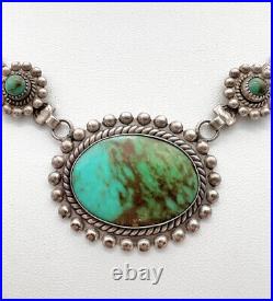 Vintage Fred Harvey Era Navajo Royston Turquoise Sterling Silver Necklace 15.5