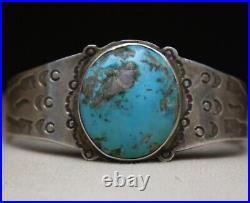 Vintage Fred Harvey Era Navajo Sterling Silver Turquoise Cuff Bracelet