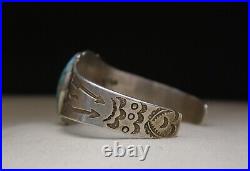 Vintage Fred Harvey Era Navajo Sterling Silver Turquoise Cuff Bracelet