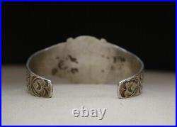 Vintage Fred Harvey Era Navajo Sterling Silver Turquoise Cuff Bracelet