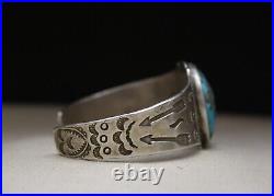 Vintage Fred Harvey Era Navajo Sterling Silver Turquoise Cuff Bracelet