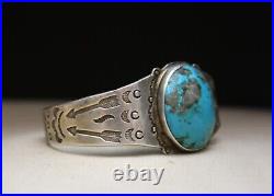 Vintage Fred Harvey Era Navajo Sterling Silver Turquoise Cuff Bracelet