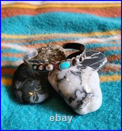 Vintage Fred Harvey-Turquoise Sterling Silver Bracelet-Navajo style circa 1930s