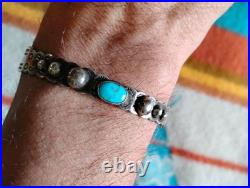 Vintage Fred Harvey-Turquoise Sterling Silver Bracelet-Navajo style circa 1930s