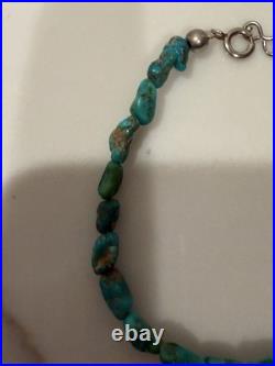 Vintage Genuine Natural Turquoise Nugget Beaded Stone Bracelet Size 7.25