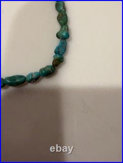 Vintage Genuine Natural Turquoise Nugget Beaded Stone Bracelet Size 7.25