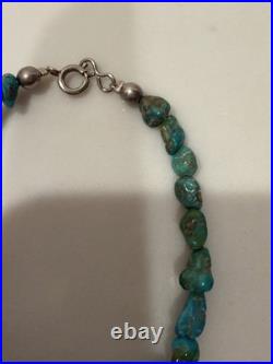 Vintage Genuine Natural Turquoise Nugget Beaded Stone Bracelet Size 7.25 Vintage Genuine Natural Turquoise Nugget Beaded Stone Bracelet Size 7.25