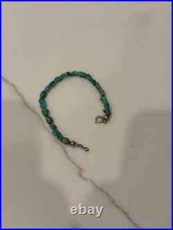 Vintage Genuine Natural Turquoise Nugget Beaded Stone Bracelet Size 7.25