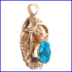 Vintage George & Nusie Henry Navajo 14K Gold turquoise necklace pendant Vintage George & Nusie Henry Navajo 14K Gold turquoise necklace pendant