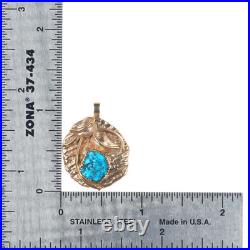 Vintage George & Nusie Henry Navajo 14K Gold turquoise necklace pendant