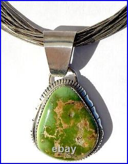 Vintage Green Fox Turquoise & Sterling Navajo Pendant by Augustine Largo