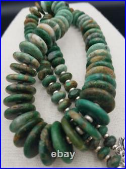 Vintage Guatemala Jade Native American Style Graduated Discs Necklace 29 in