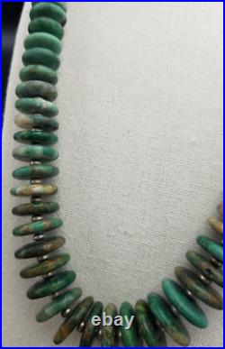 Vintage Guatemala Jade Native American Style Graduated Discs Necklace 29 in