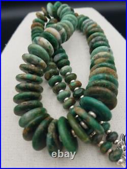 Vintage Guatemala Jade Native American Style Graduated Discs Necklace 29 in