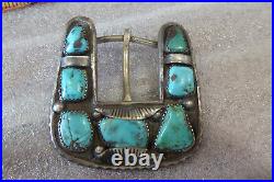 Vintage Hand Made Native American Navajo Sterling W Turquoise Belt Buckle