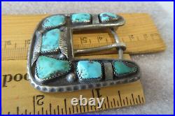 Vintage Hand Made Native American Navajo Sterling W Turquoise Belt Buckle