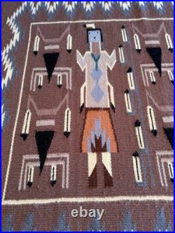 Vintage Hand Woven Navajo Run Featuring Yei Figures(see Details In Description)