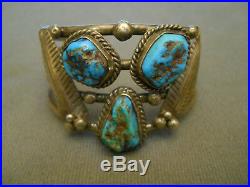 Vintage Handcrafted Native American Turquoise Sterling Silver Cuff Bracelet