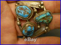 Vintage Handcrafted Native American Turquoise Sterling Silver Cuff Bracelet