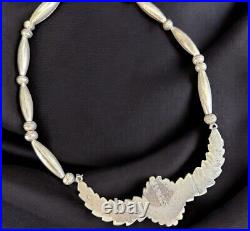 Vintage Handmade Native American Sterling Silver and Turquoise Feather Choker Ne