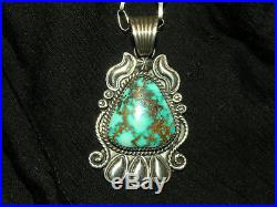 Vintage Handmade Navajo High Grade ROYSTON Turquoise Sterling Silver Pendant