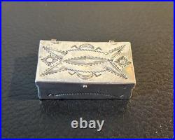 Vintage Handmade Navajo Native American Sterling Silver Pill Trinket Box